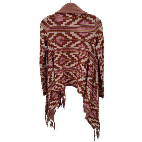 Billabong Womens Fringe Hem Open Cardigan Aztec Print S - Picture 4 of 6